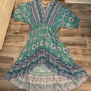 Umgee NWT Floral Ruffle Boho Dress Dolman Sleeve Festival Bohemian Hi Low 2XL